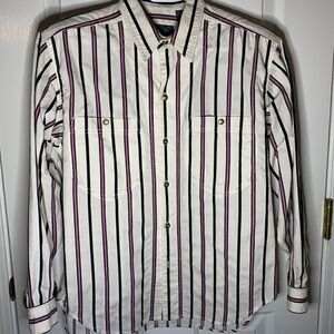VTG Lizwear Womens M Button Down Striped Shirt